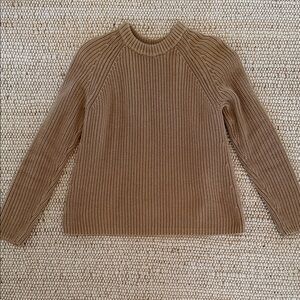 Quince Camel Crewneck Ribbed Sweater